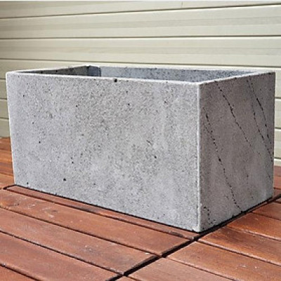 Chậu trồng cây cảnh, cây ban công đá tự nhiên mộc mạc, hình chữ nhật, màu xám bền đẹp KT D40xR20xC20cm, Chậu trồng cây treo tường, Chậu hoa đá ong xám, chậu trồng cây đá tự nhiên