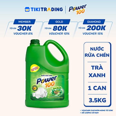 Nước Rửa Chén POWER100 Trà Xanh 3.5KG