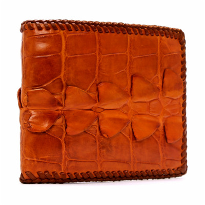 HJ2224 - Bóp nam Huy Hoàng da cá sấu đan viền màu vàng