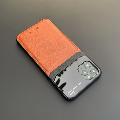 Ốp lưng da kính cao cấp dành cho iPhone 11 Pro - Màu vàng nâu - Hàng nhập khẩu - DELICATE