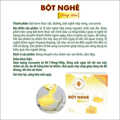 Bột nghệ uống liền 160g Honimore 3 trong 1 -  10 gói Thơm ngon, dễ uống
