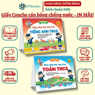Sách - Combo Bộ Lịch Bảng Tổng Hợp Công Thức Toán Và Tiếng Anh THCS - Phiên Bản 5.0