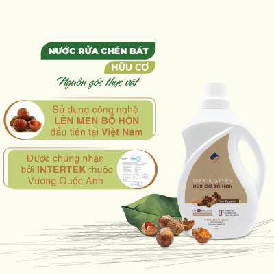 Nước rửa chén hữu cơ Bồ hòn Ecocare tinh dầu Vỏ Cam 2000ml