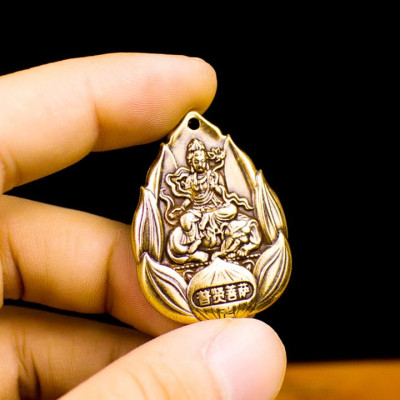 Dây chuyền mặt Phật Phổ Hiền Bồ Tát hoa sen bằng đồng - MV02