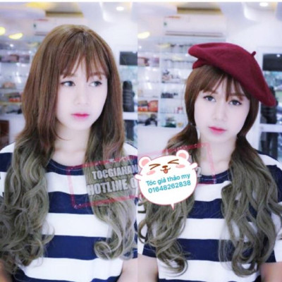 Tóc giả cao cấp xám khói omber -tặng lưới chùm tóc-hình thật