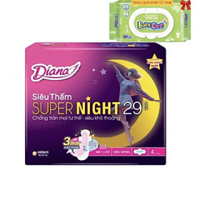 1 Gói Băng Vệ Sinh Diana Supernight 29cm ban đêm 4 miếng- Date luôn mới