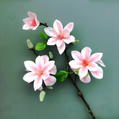 Cành hoa mộc lan cao su 3 bông 1 nụ - Dài 60cm - Cây giả, hoa lụa Decor trang trí nhà cửa.