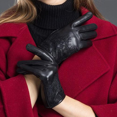 Găng tay da cừu nữ cao cấp - BHY8758 Bao tay da nữ, Da thật không bong tróc đứt gãy