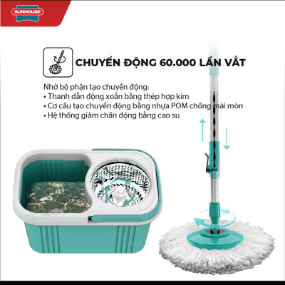 Bộ lau nhà xoay 360 độ Sunhouse KS-CL330S