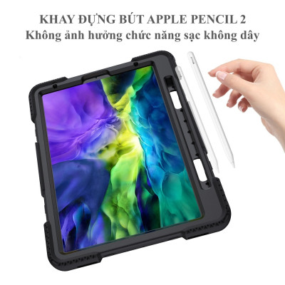 Ốp chống sốc cầm tay xoay 360 độ có khay cài bút Apple Pencil 2 kèm giá đỡ dựng ngang dọc cho iPad Pro 11 inch 2018/2020- Hàng chính hãng
