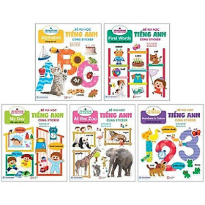 Bộ Sách Bé Vui Học Tiếng Anh Cùng Sticker (Bộ 5 Cuốn) (Tái Bản 2023)
