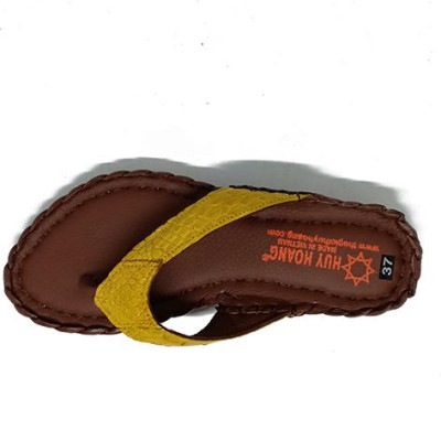 Dép nữ Huy Hoàng da cá sấu màu vàng nghệ HT7242