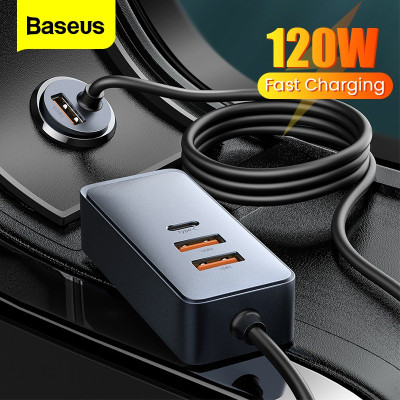Tẩu sạc nhanh mở rộng 4 Port Baseus Share Together Extention Car Charger 120W (Extention up to 4 Port * 30W, QC/ PD/PPS Fast Charging) - Hàng Chính Hãng 