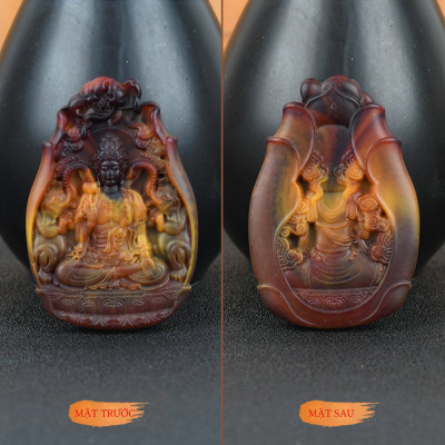 Dây chuyền Phật A Di Đà hương thơm bằng Long Diên Hương tổng hợp (Có dây đeo)