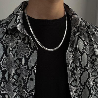 Vòng Cổ Dây chuyền nam titan thép không gỉ lặc khít inox chạm 2 bên trangsucpt 9mm PTDCNA57