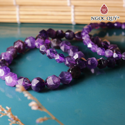 Vòng tay đá thạch anh tím dạng hạt facet mệnh hỏa. thổ - Ngọc Quý Gemstones