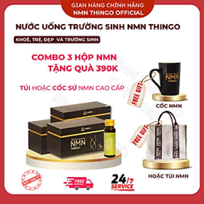 NMN Thingo - Liệu trình 1 tháng 3 hộp NMN tặng quà Túi hoặc Ly sứ cao cấp - Hàng chính hãng