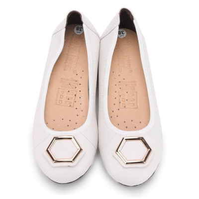 HT7912-13 -14 Giày nữ búp bê Huy Hoàng da bò màu hồng, trắng, kem