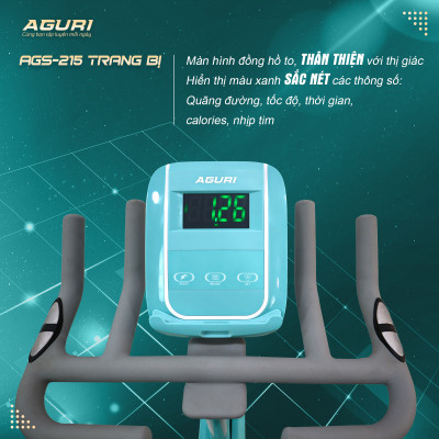 Xe đạp tập tại nhà AGS-215 khung sườn vững chãi, tay cầm đa chấu, đồng hồ thông minh, vòng bi NBK Nhật, tải trọng 150kg