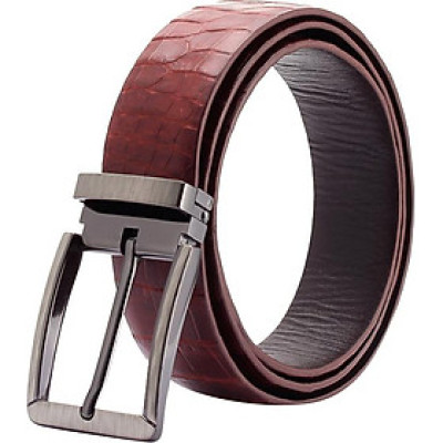 Thắt Lưng Nam Da Cá Sấu Đầu Kim Huy Hoàng HT4233 - Nâu Đỏ