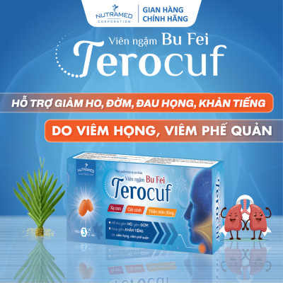 Viên ngậm BU FEI TEROCUF hỗ trợ giảm ho, long đờm, khan tiếng do viêm họng và viêm phế quản (9 viên)-Nutramed