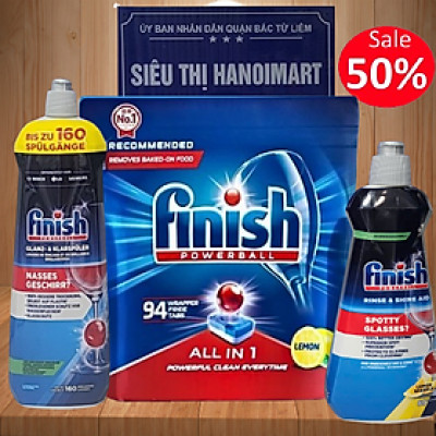  Viên rửa bát Finish 77 viên hương chanh + Nước làm bóng finish 1150ml dùng cho máy rửa bát