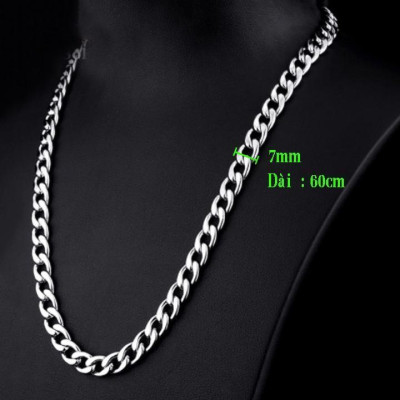 Dây chuyền nam titan cao cấp đẹp sang trọng inox thép không gỉ lặc trangsucpt kích cỡ 7mm PTDCNA0