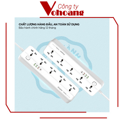 [Mỹ] Ổ cắm điện Energizer đa năng 5AC kèm 3USB-A và 1USB-C sạc nhanh PD (max PD 20W) - Energizer EPB2501EU