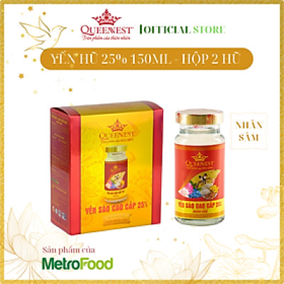 Yến sào cao cấp Queennest 25% Nhân Sâm -  hũ 150ml (hộp nhỏ 2 hũ) - hàng chính hãng