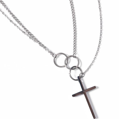 Dây chuyền mặt chữ thập phong cách retro hip hop