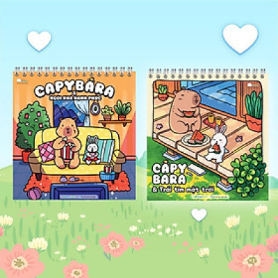 Sách Tô Màu - Capybara - Ngôi Nhà Hạnh Phúc Và Trái Tim Mặt Trời - Combo 2 Cuốn - Megabook