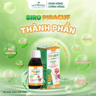  Piracuf Syrup hỗ trợ long đờm, giảm ho, viêm phế quản, viêm họng (120ml) - Nutramed