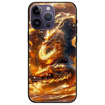 Ốp lưng dành cho Iphone 14 - 14 Plus - 14 Pro - 14 Pro Max - Rồng Vàng Lửa - Hàng Chính Hãng