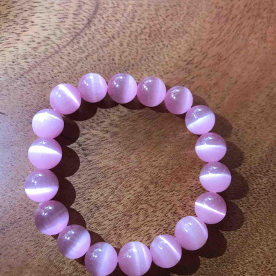 VÒNG ĐÁ MẮT MÈO 10mm HỒNG NỮ MỆNH HOẢ THỔ 