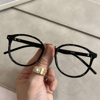 Kính Mắt bầu tròn gọng nhựa dẻo siêu bền, siêu nhẹ màu đen cho nam nữ