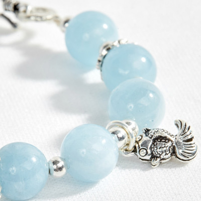 Vòng tay hải lam ngọc hối charm cua biển Ngọc Quý Gemstone