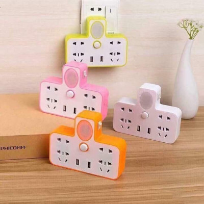 Bộ Chia Ổ Cắm Điện 3 Chấu 2 Cổng Usb, 4 Ổ Cắm Điện Tiện Lợi Có Đèn Ngủ Tiện Dụng