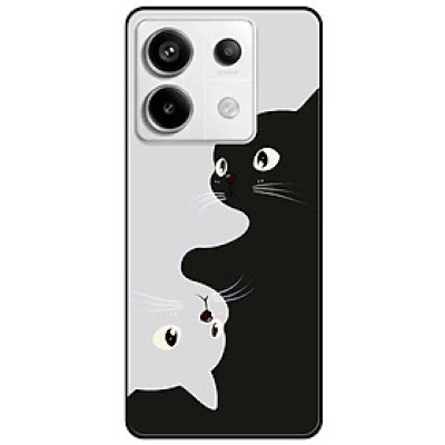 Ốp lưng cho Realme 9i - 10 - C20 - C67 - C65 4G - C11 2021 - Poco X6 5G - Mèo Trắng Đen - Hàng Chính Hãng