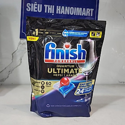 viên rửa chén Finish Quantum Max 60 viên - hương chanh + Tặng viên rửa bát Finish dùng thử