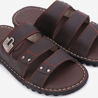 Dép nam Huy Hoàng màu 3 quai màu nâu HT7779