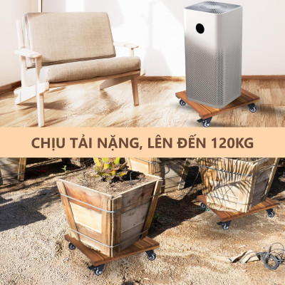 Đế Lót Chậu Cây Có Bánh Xe CỠ LỚN Vuông 50cm, Làm Giá Đỡ Kệ Hoa Cây Cảnh, Màu Vàng Nắng, Chịu Tải 150Kg