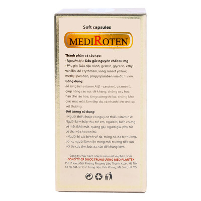 Thực Phẩm Chức Năng Viên Uống Dầu Gấc Mediplantex Mediroten (100 Viên / Lọ)
