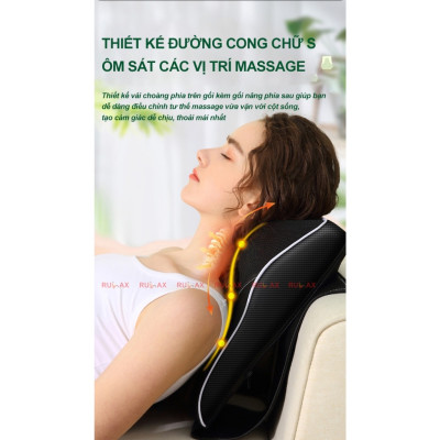 ￼Gối Massage Cổ Vai Gáy Rulax,Máy Massage Hồng Ngoại 2 Động Cơ Rung Kết Hợp 20 Bi Giảm Đau Nhức Hiệu Quả