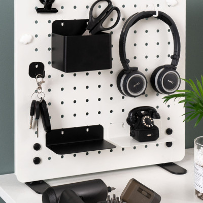 Hộp bút + khay đựng + kệ L ngắn + kệ L Dài + kệ tam giác Dola Home để vật dụng cần thiết - Phụ kiện bảng Pegboard