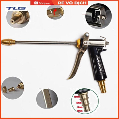 Bộ dây vòi xịt nước rửa xe, tưới cây . tăng áp 3 lần, loại 15m 206318 đầu đồng,cút,nối vàng + tặng đai