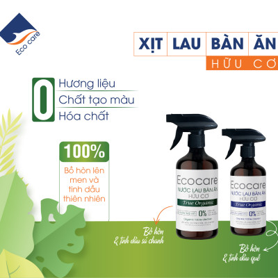 Xịt Lau bàn ăn hữu cơ Bồ hòn tinh dầu Quế 500ml thương hiệu Ecocare