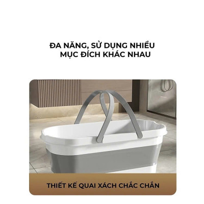 Xô Đựng Nước Gấp Gọn Đa Năng Có Bánh Xe Chậu Gấp Gọn Tiện Lợi Giặt Cây Lau Nhà Chùi Kính Dung Tích 12L