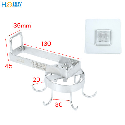 Giá móc treo muỗng vá đa năng xoay tròn inox 304 Hobby home decor MX6S