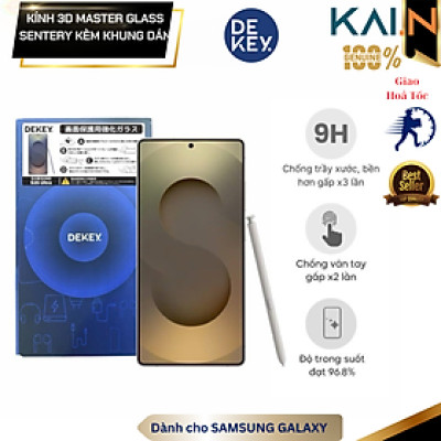 Kính Cường Lực DEKEY cho Samsung Galaxy S25 Series Kèm Khung Trợ Dán MASTERGLASS 3D SENTERY_Hàng Chính hãng Japan