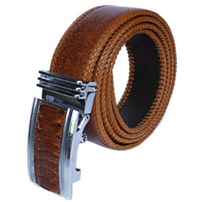 HP4466 - Dây nịt nam da đà điểu Huy Hoàng đan viền 4P màu vàng bò